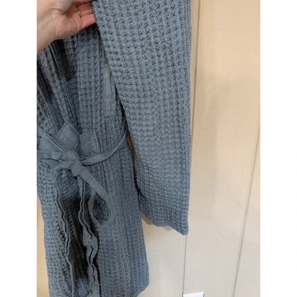 Onsen Hooded Waffle Robe Denim Blue Size L Supima Cotton Luxury Spa Huckberry‎